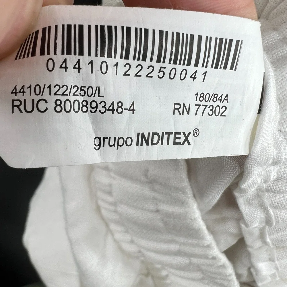 Zara 100% linen white pants tapered leg coastal grandma natural boho casual‎ L
